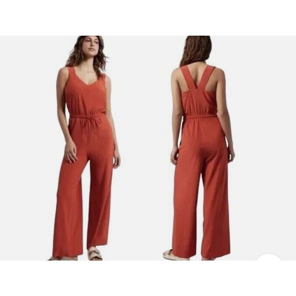 Athleta Rust Orange Wide‑Leg Jumpsuit